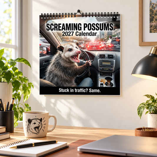 🦡 2027 Screaming Possums Wall Calendar – 12 Months of Relatable Chaos