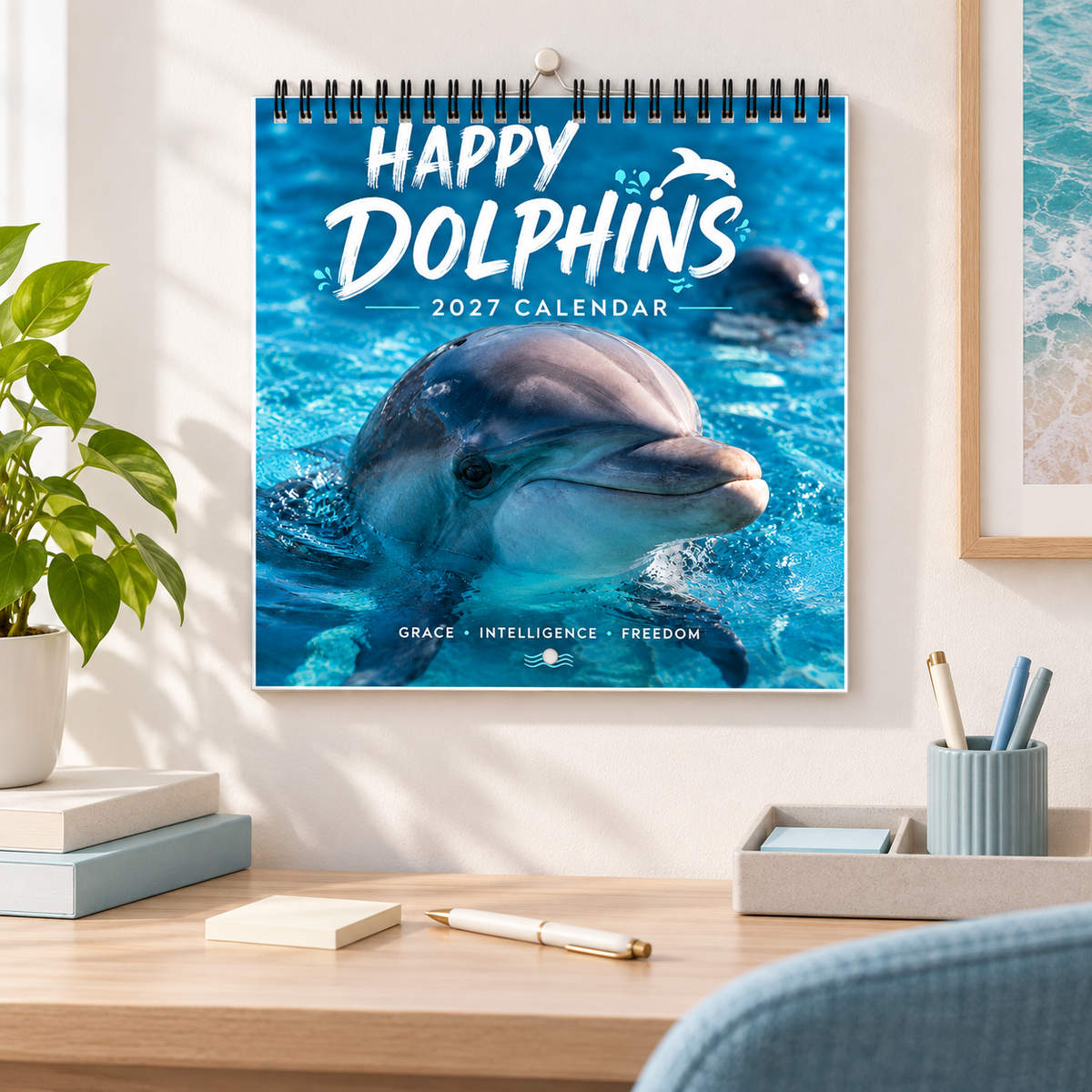 🐬 2027 Happy Dolphins Wall Calendar – 12 Months of Playful Ocean Moments