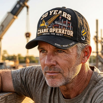 🏗️ 30 Years Above The Rest Crane Operator Milestone Baseball Cap – Customizable Years