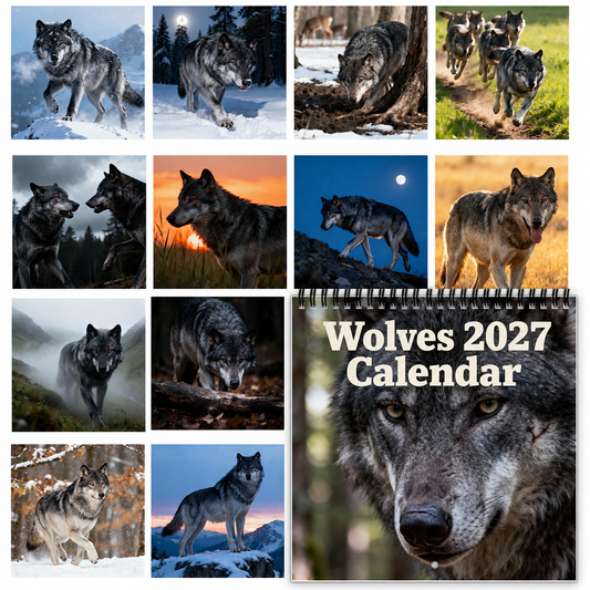 2027 Wolves Wall Calendar – 12 Months of Majestic Wolf & Wilderness Scenes
