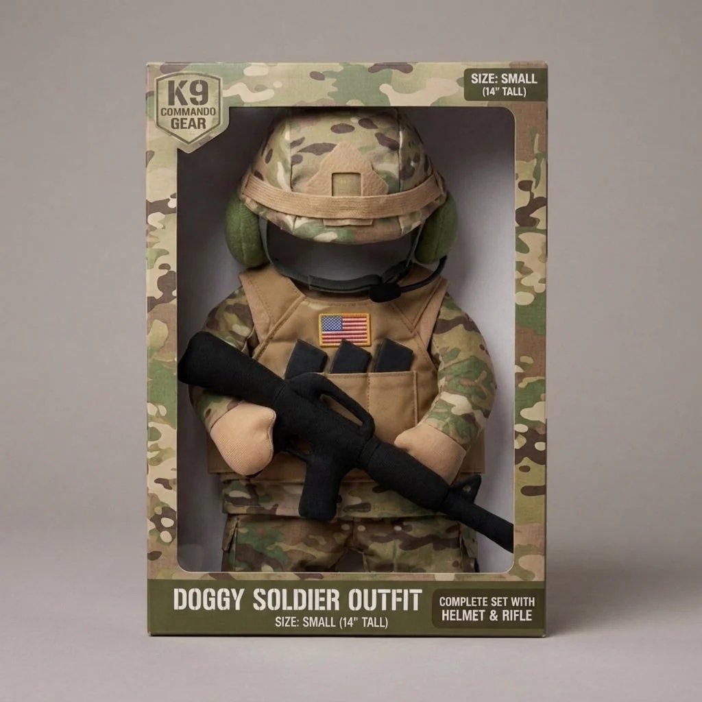 🔥Hilarious Tactical Soldier Pet Costume – Front-Facing Military Uniform for Dogs & Cats