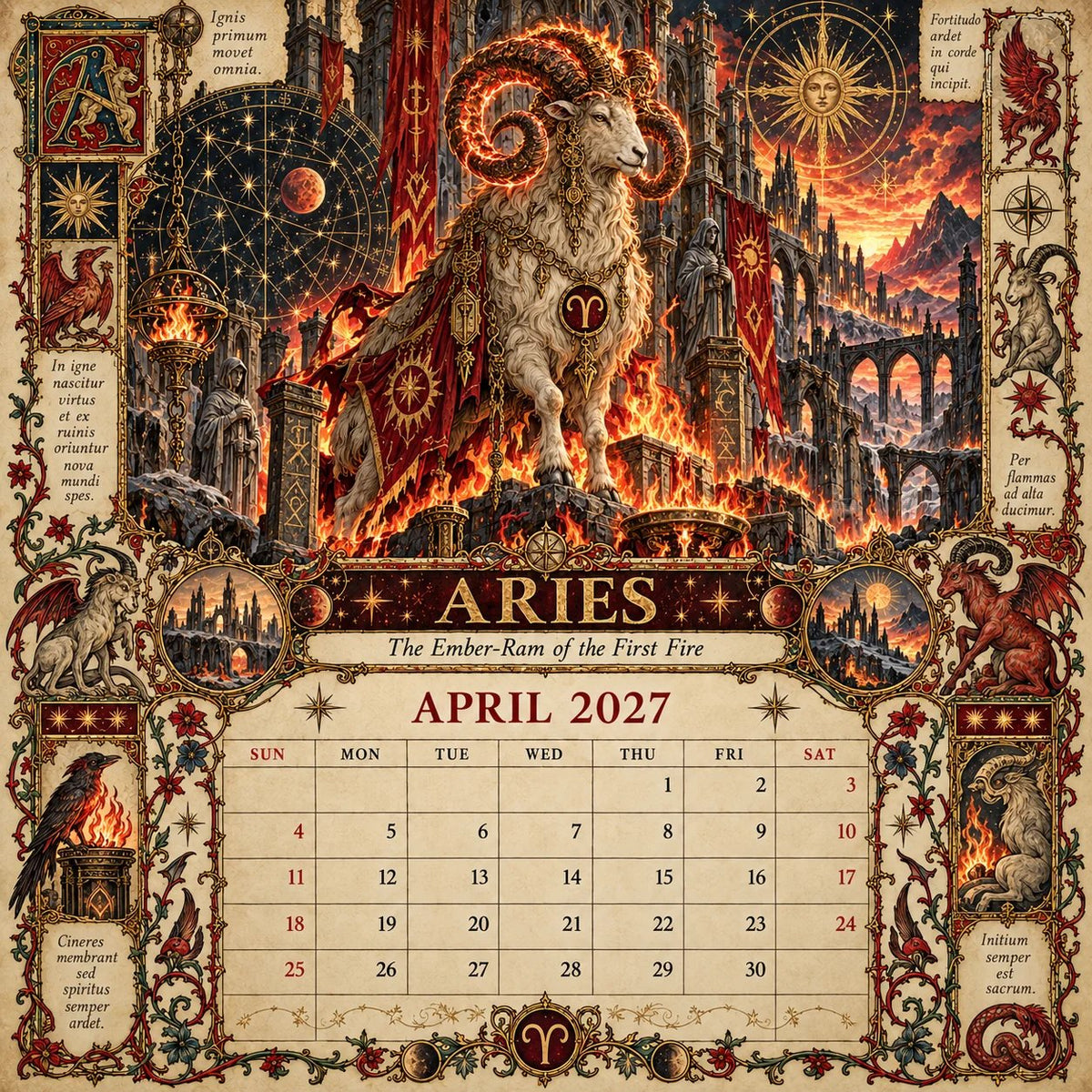 🔮 2027 Zodiac Grimoire Desk Calendar | 12 Medieval-Inspired Zodiac Artworks for Astrology & Gothic Art Lovers ✨