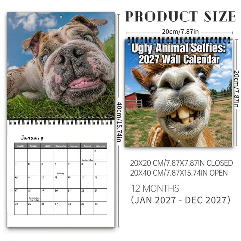 2027 Funny Farm Animal Selfies Wall Calendar😂🐴 – 12 Months of Hilariously Unfiltered Animal Faces
