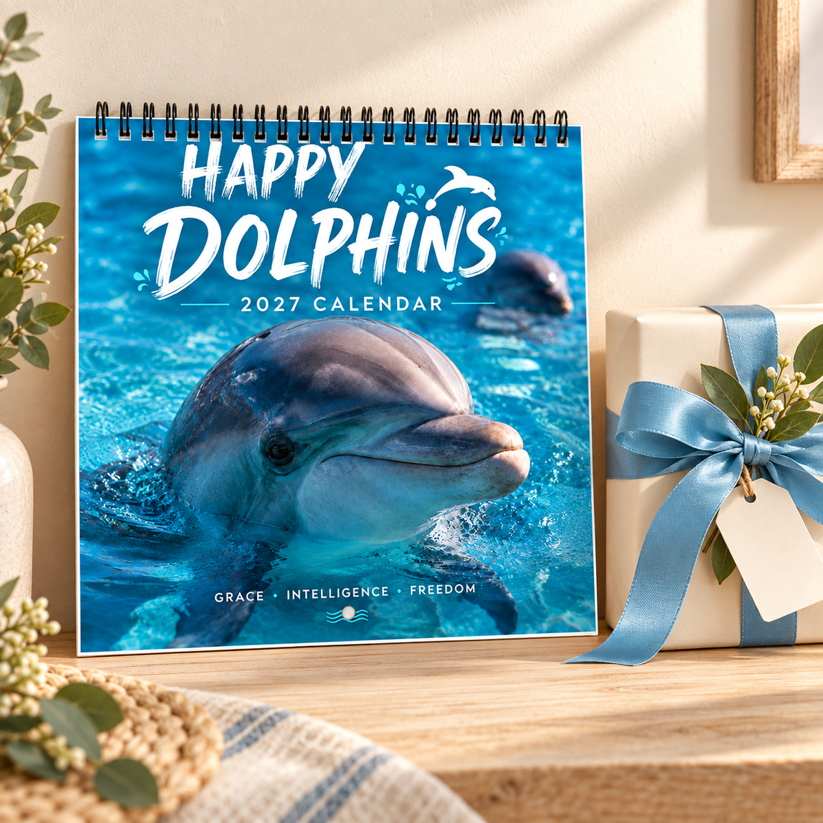 🐬 2027 Happy Dolphins Wall Calendar – 12 Months of Playful Ocean Moments