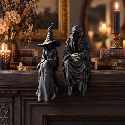 🧙‍♀️🖤Mysterious Perched Bookshelf Figurine