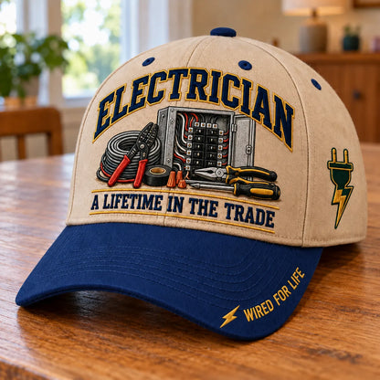 ⚡ Electrician A Lifetime In The Trade – Wired For Life Baseball Cap