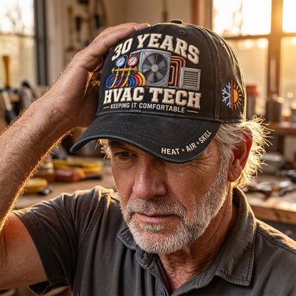 ❄️🔥 30 Years Keeping It Comfortable HVAC Tech Milestone Baseball Cap – Customizable Years