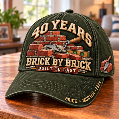 🧱 40 Years Brick By Brick Mason Milestone Baseball Cap