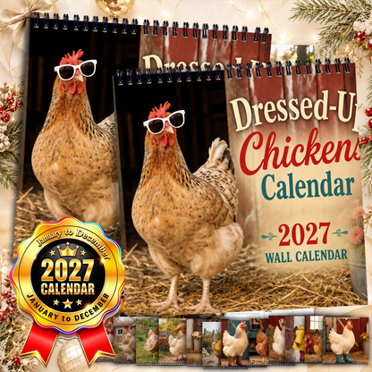 🐔 2027 Dressed-Up Chickens Wall Calendar – 12 Months of Feathered Fashion
