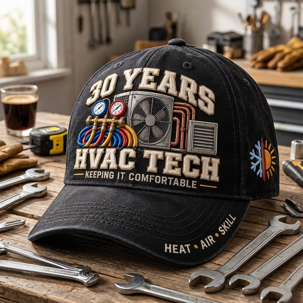 ❄️🔥 30 Years Keeping It Comfortable HVAC Tech Milestone Baseball Cap – Customizable Years