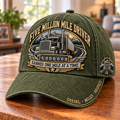 🚛 Million Mile Driver Earned One Mile At A Time Baseball Cap