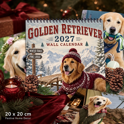 🐶 2027 Golden Retriever Wall Calendar – 12 Months of Adorable Golden Moments