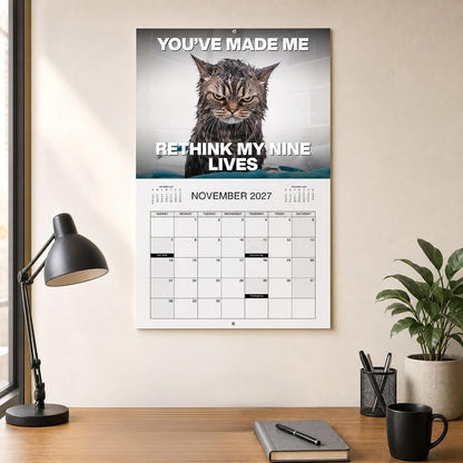 😾📅PISSED-OFF CATS 2027 Wall Calendar - Funny Gift for Cat Lovers