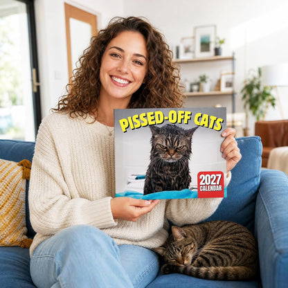 😾📅PISSED-OFF CATS 2027 Wall Calendar - Funny Gift for Cat Lovers