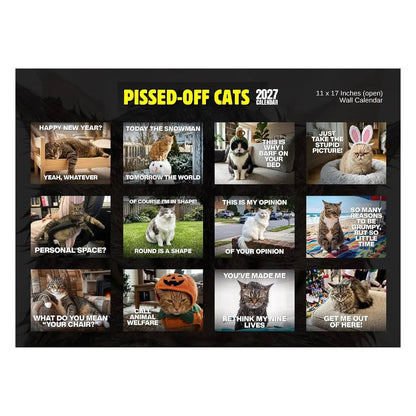 😾📅PISSED-OFF CATS 2027 Wall Calendar - Funny Gift for Cat Lovers