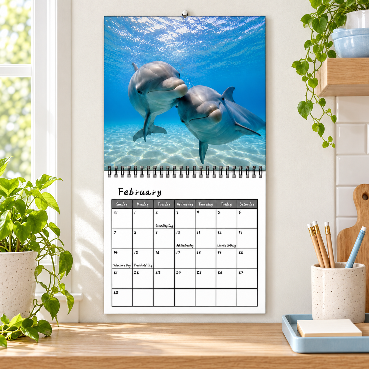 🐬 2027 Happy Dolphins Wall Calendar – 12 Months of Playful Ocean Moments