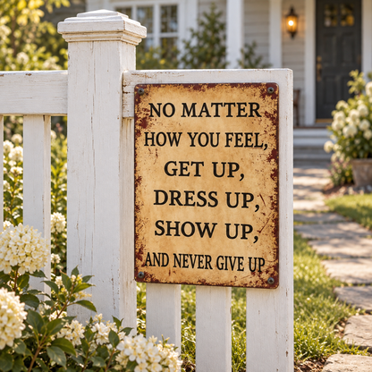 Retro Motivational Quote Metal Wall Sign, Rustic Vintage Decor Plaque for Home
