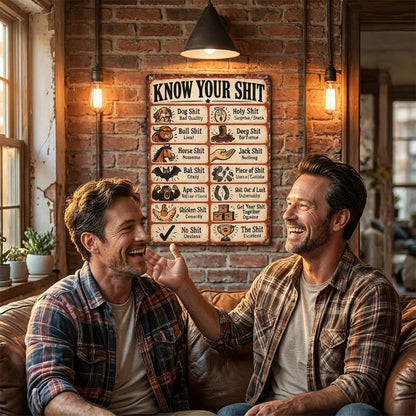 💩 Know Your Shit Funny Vintage Metal Tin Sign – Adult Humor Wall Décor
