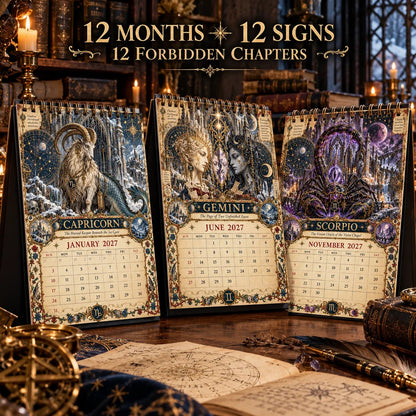 🔮 2027 Zodiac Grimoire Desk Calendar | 12 Medieval-Inspired Zodiac Artworks for Astrology & Gothic Art Lovers ✨