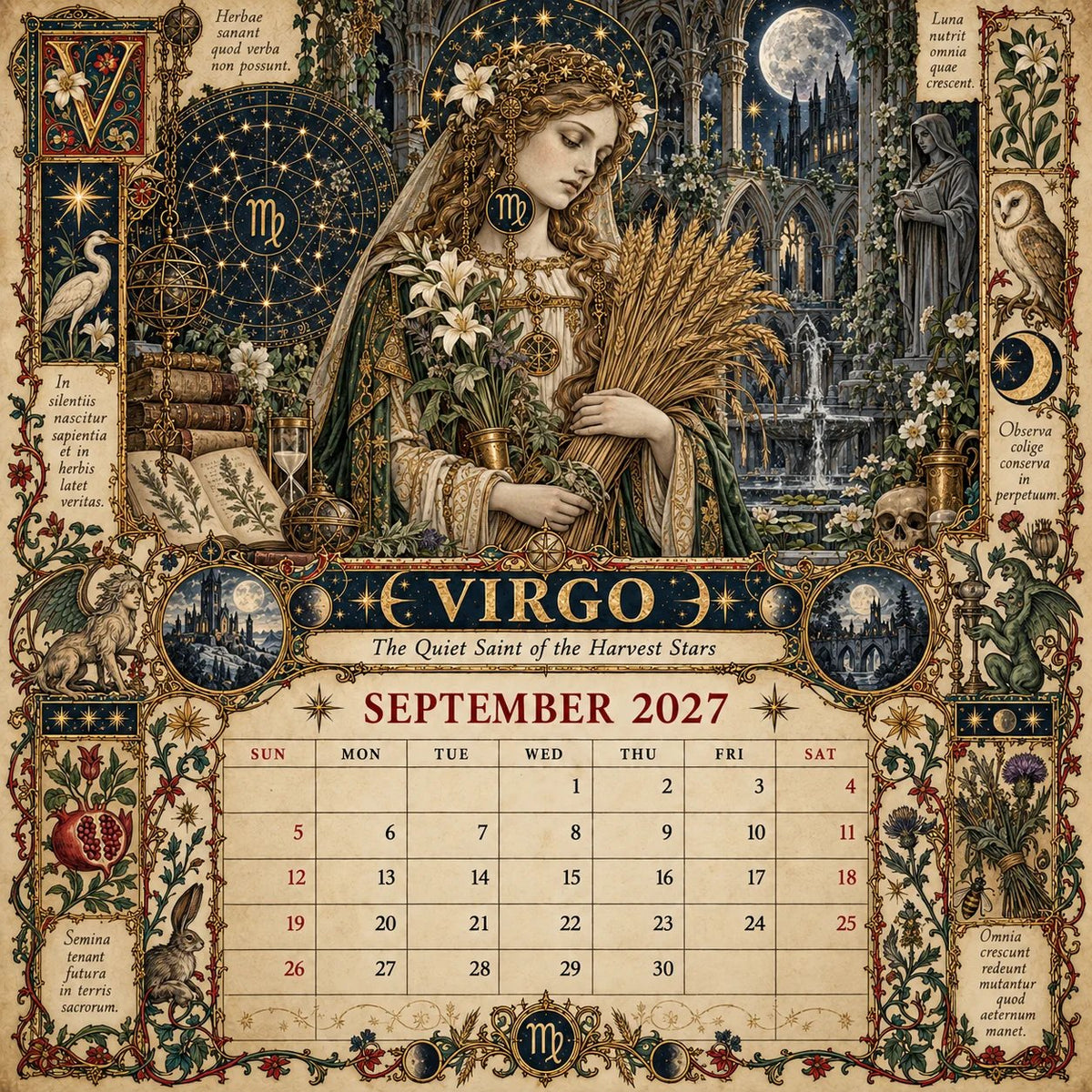 🔮 2027 Zodiac Grimoire Desk Calendar | 12 Medieval-Inspired Zodiac Artworks for Astrology & Gothic Art Lovers ✨
