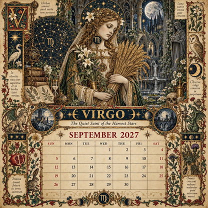 🔮 2027 Zodiac Grimoire Desk Calendar | 12 Medieval-Inspired Zodiac Artworks for Astrology & Gothic Art Lovers ✨