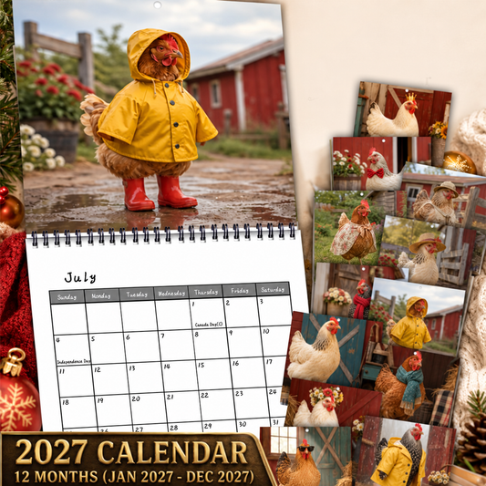 🐔 2027 Dressed-Up Chickens Wall Calendar – 12 Months of Feathered Fashion