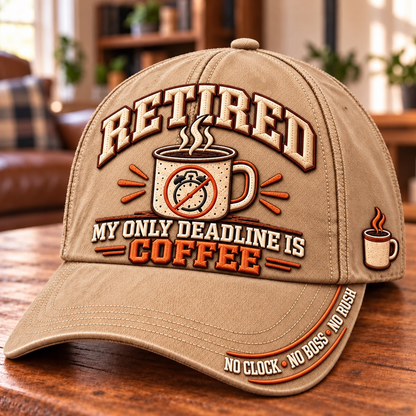 ☕ Retired My Only Deadline Is Coffee Baseball Cap – Funny Retirement Gift