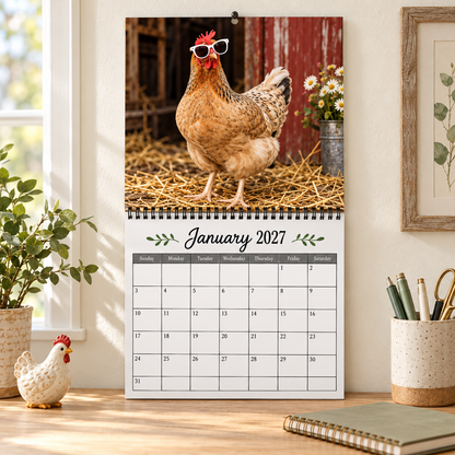 🐔 2027 Dressed-Up Chickens Wall Calendar – 12 Months of Feathered Fashion