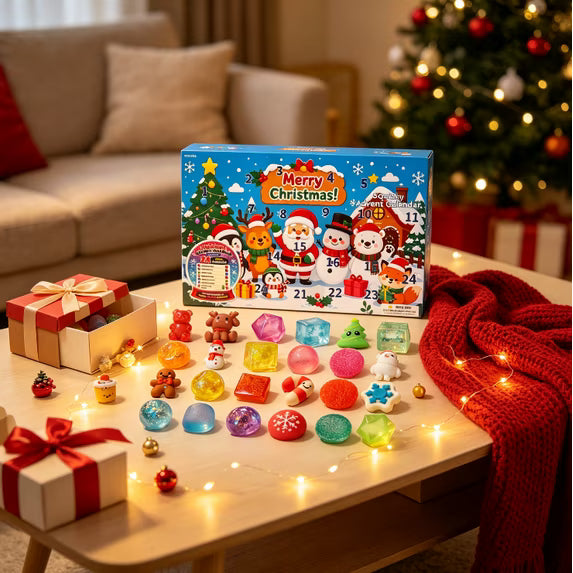 🎄🎁 24-Day Squishy Fidget Toy Advent Calendar – 24 Christmas Squeeze Toy Surprises for Kids 🧸✨