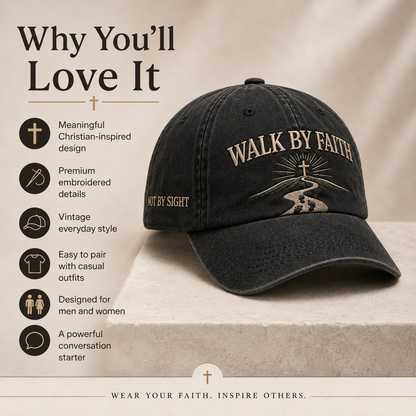 ✝️WALK BY FAITH Vintage Christian Embroidered Cap