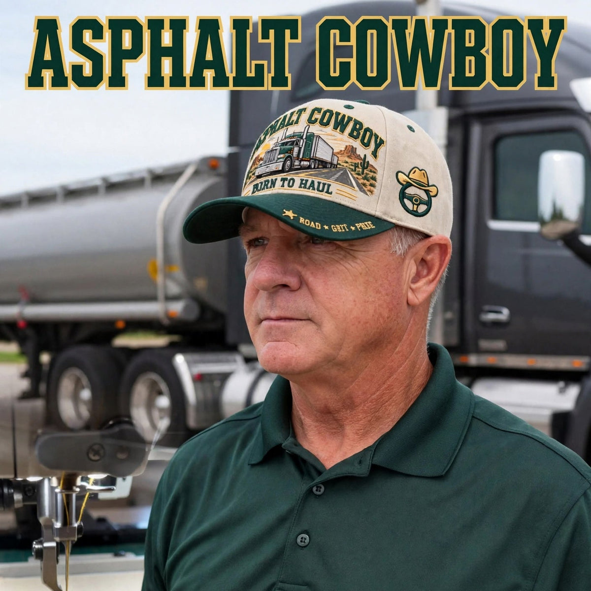 🚛 Asphalt Cowboy Born To Haul – American Trucker Pride Baseball Cap