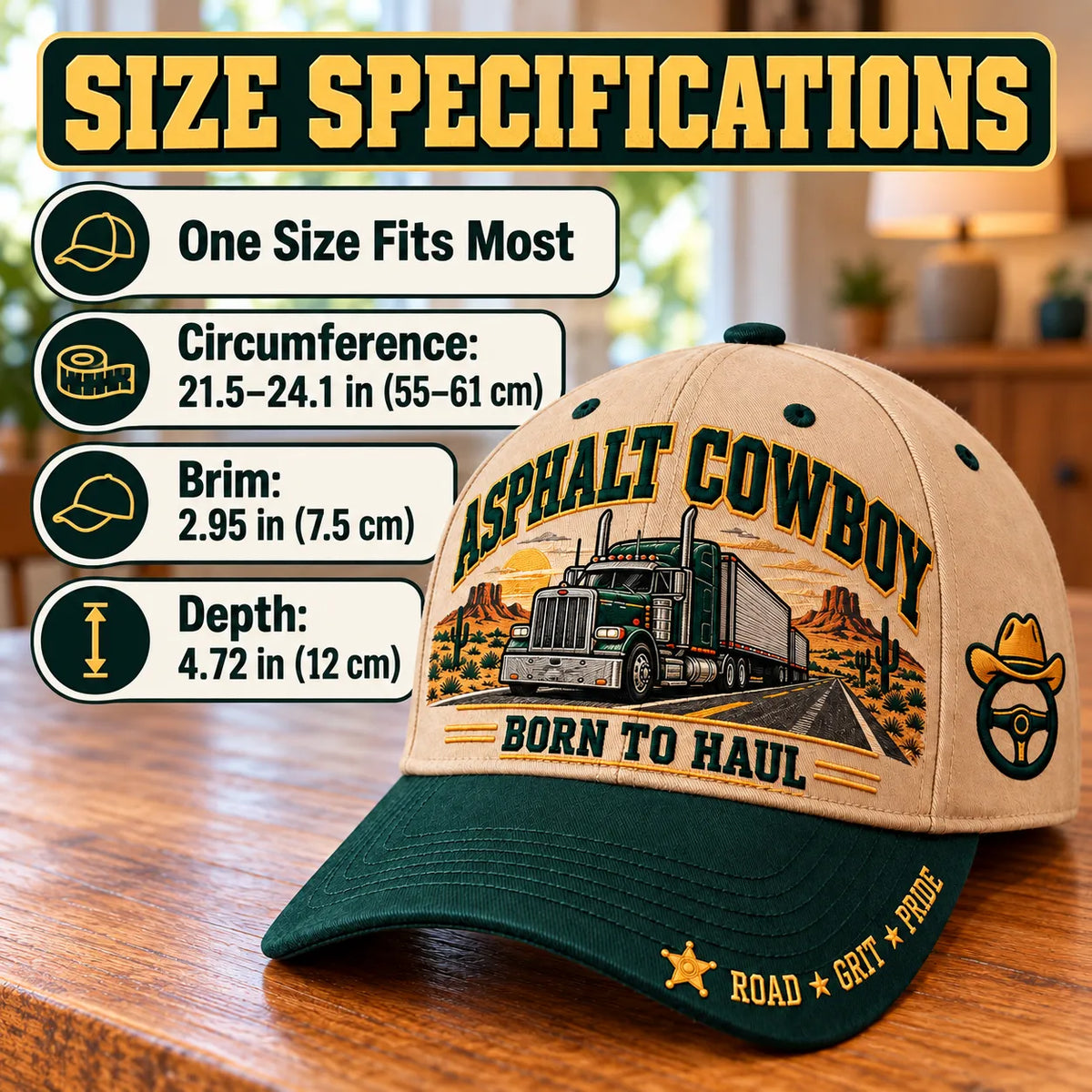 🚛 Asphalt Cowboy Born To Haul – American Trucker Pride Baseball Cap