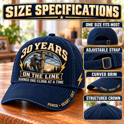 ⚡ 30 Years On The Line Lineman Milestone Baseball Cap