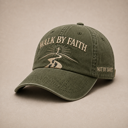 ✝️WALK BY FAITH Vintage Christian Embroidered Cap
