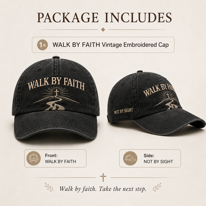 ✝️WALK BY FAITH Vintage Christian Embroidered Cap