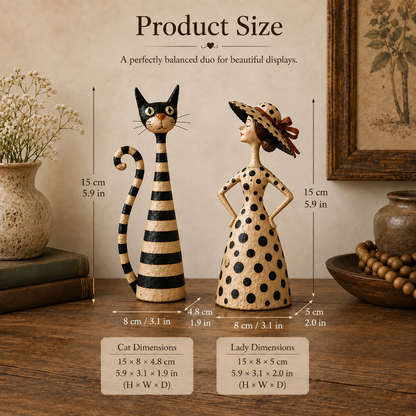 👑 Vintage Cat & Lady Sculptures 🐈