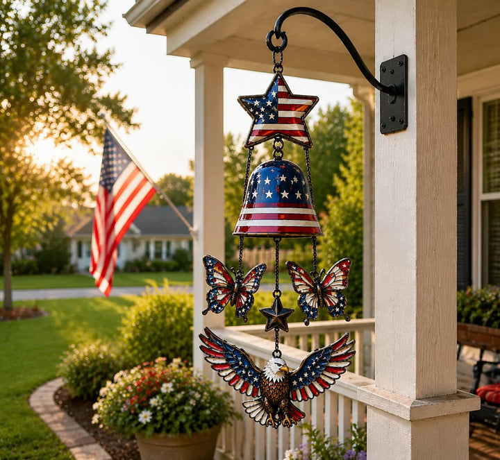 🔥Patriotic Star Spangled American Flag Metal Bell Wind Chime