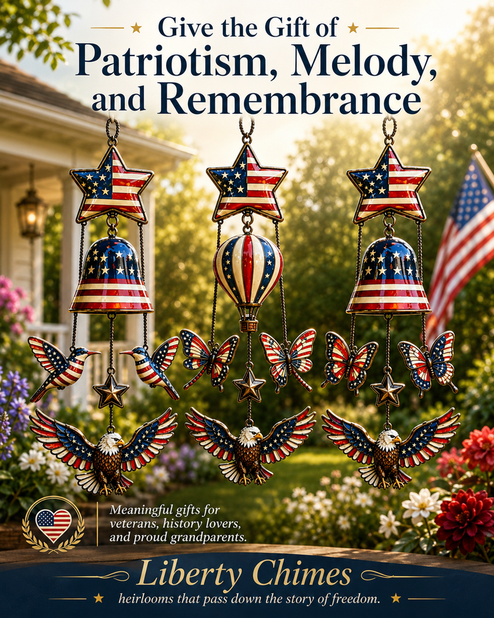 🔥Patriotic Star Spangled American Flag Metal Bell Wind Chime
