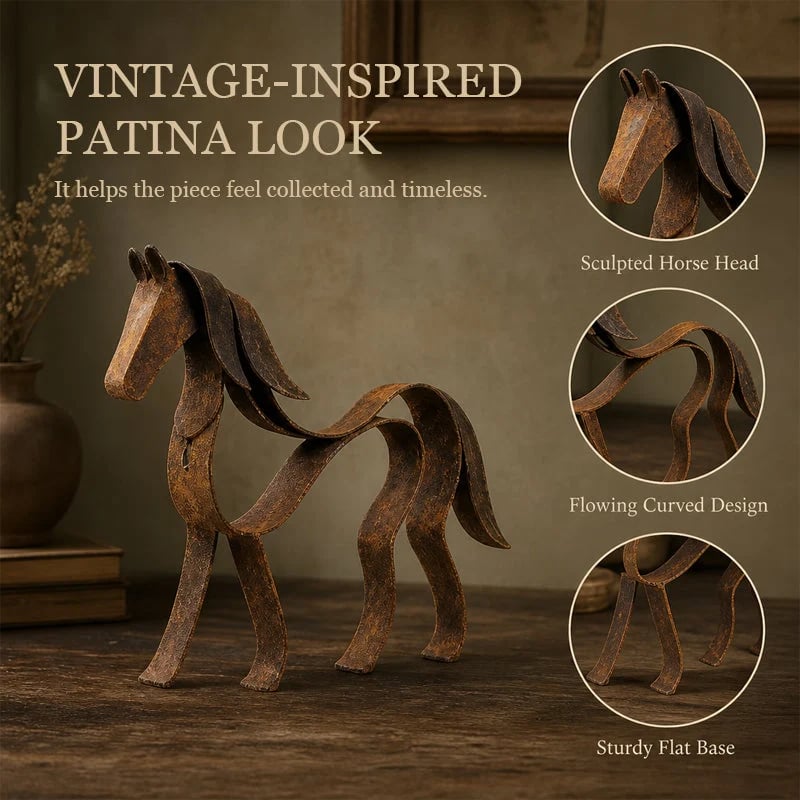 🐎🌀 Metal Horse Sculpture — flowing lines that bring quiet elegance to any shelf