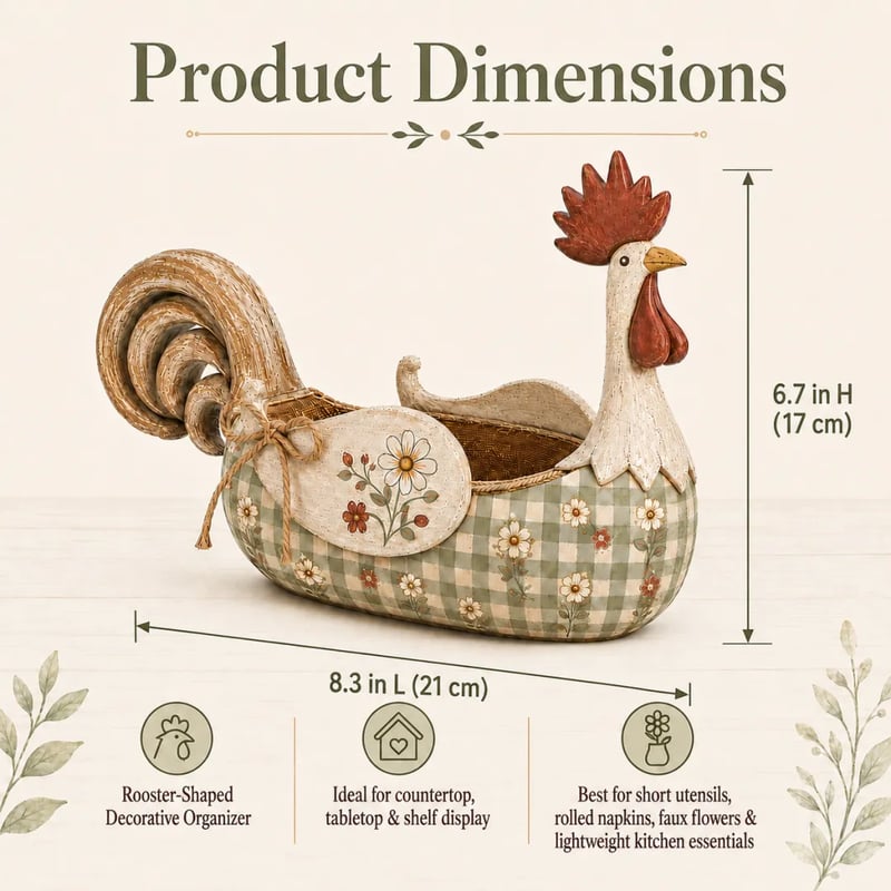 🔥Vintage Farmhouse Rooster Utensil Holder - Sage Farmhouse