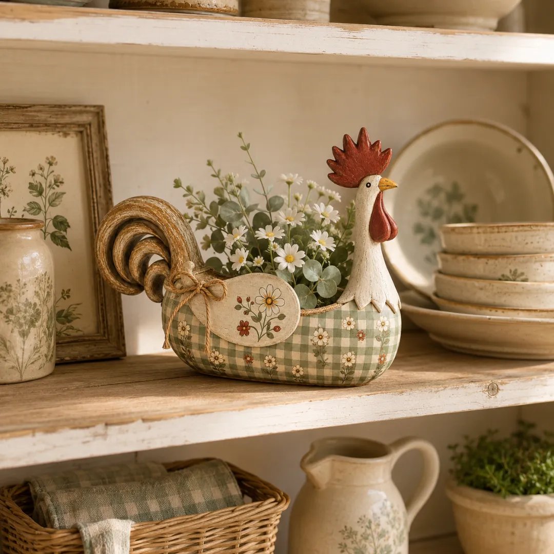 🔥Vintage Farmhouse Rooster Utensil Holder - Sage Farmhouse