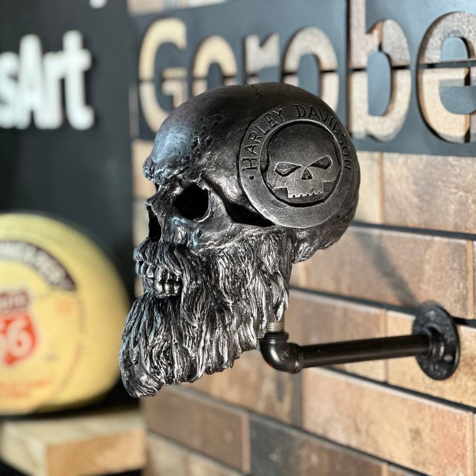 🏍️💀 Wall-Mounted Motorcycle Skull Helmet Rack 🤘🪖