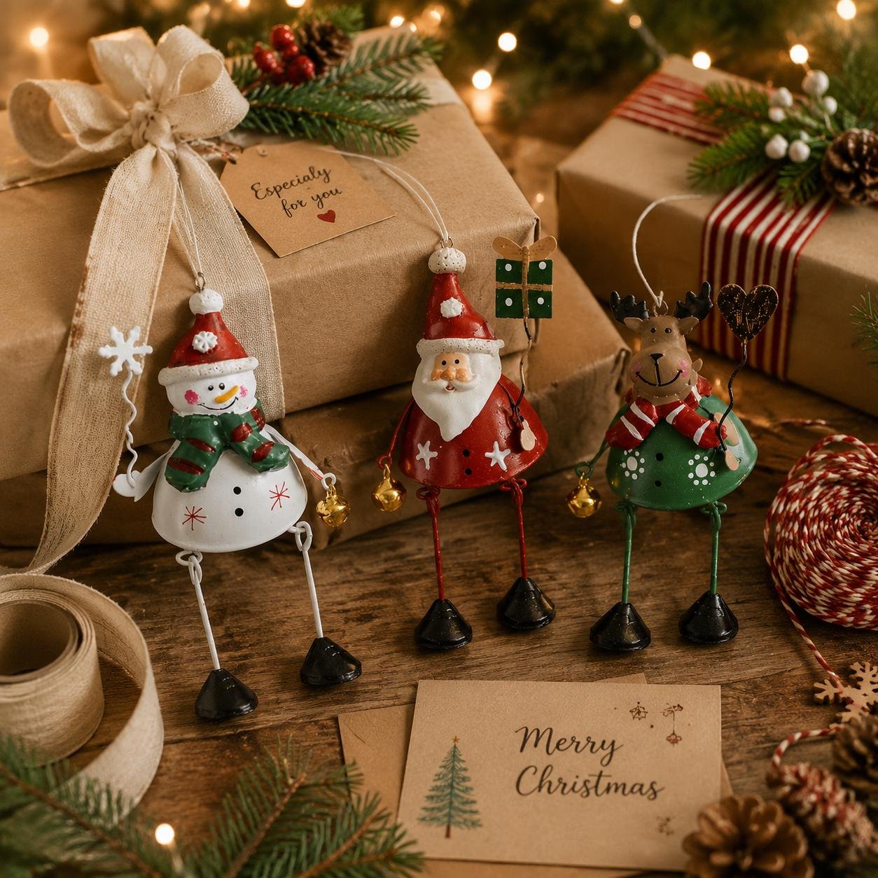 🌲Last Day 50% OFF✨Hand-Painted Metal Dangling Leg Christmas Ornaments