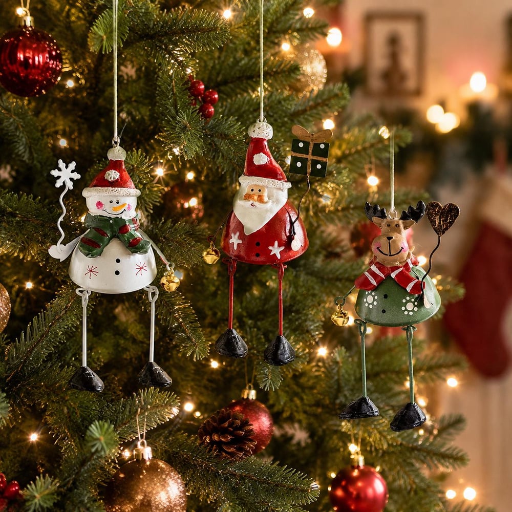 🌲Last Day 50% OFF✨Hand-Painted Metal Dangling Leg Christmas Ornaments