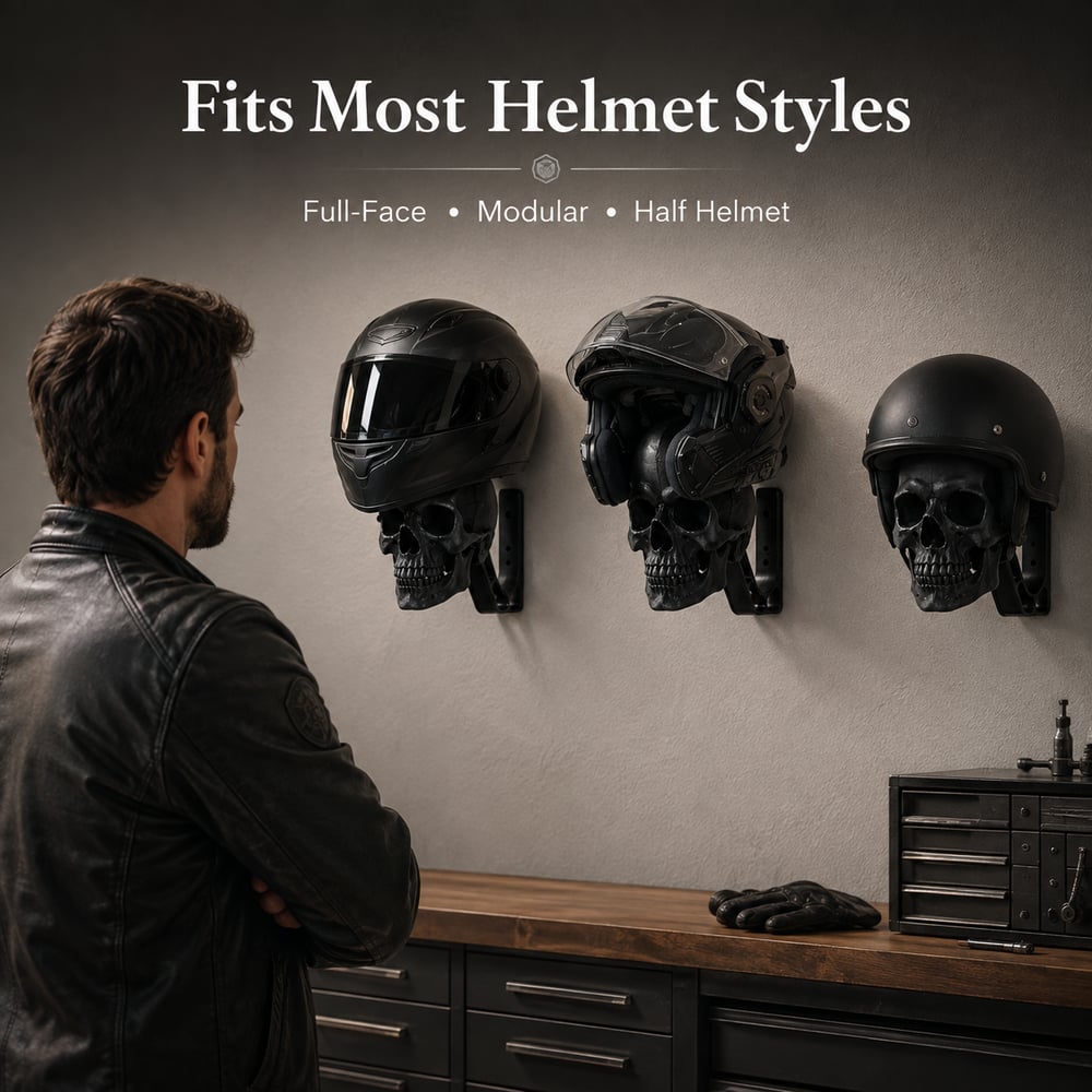 🏍️💀 Wall-Mounted Motorcycle Skull Helmet Rack 🤘🪖