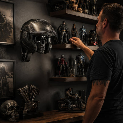 🏍️💀 Wall-Mounted Motorcycle Skull Helmet Rack 🤘🪖
