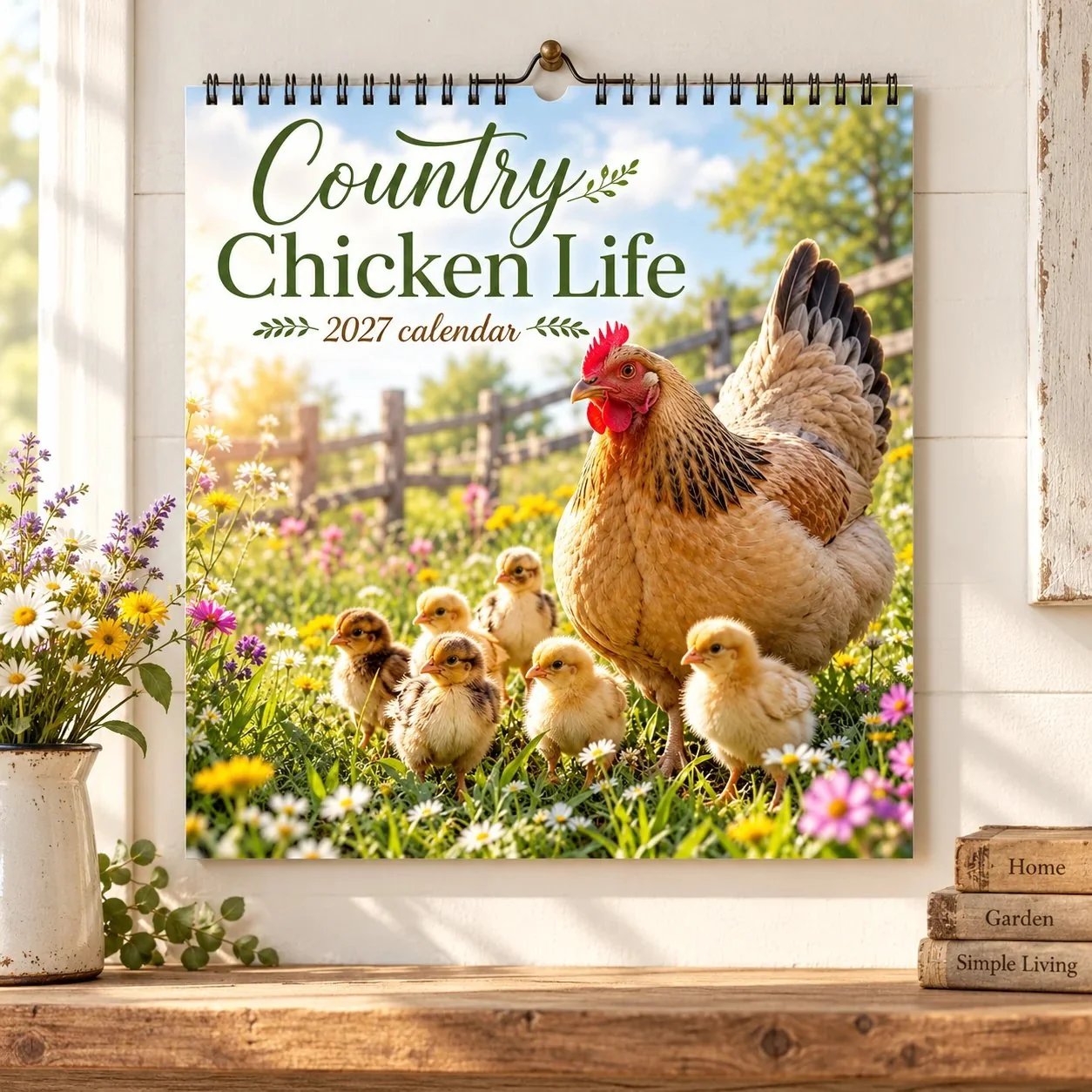 🐔🌻 2027 Country Chicken Life Wall Calendar – 12 Months of Hens, Chicks & Countryside Charm 🐣📅