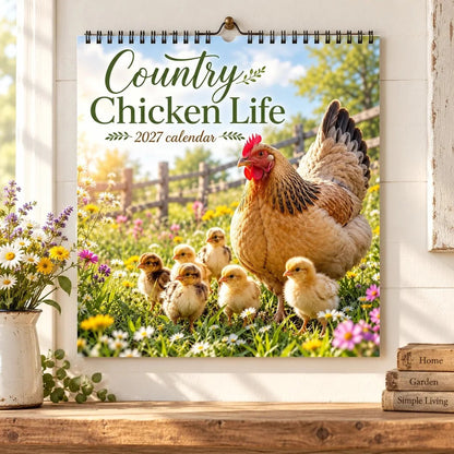 🐔🌻 2027 Country Chicken Life Wall Calendar – 12 Months of Hens, Chicks & Countryside Charm 🐣📅