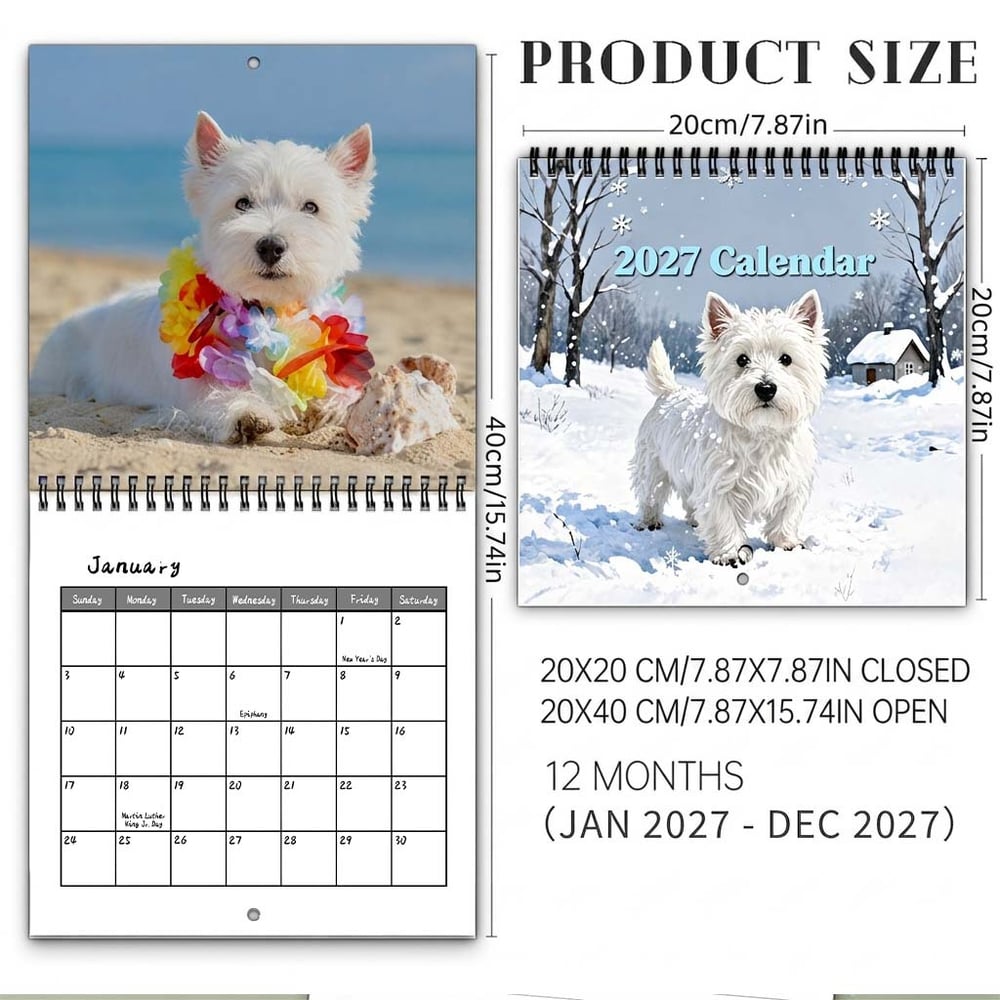 🐶 2027 West Highland White Terrier Calendar – 12 Months of Charming Dog Portraits & Happy Moments
