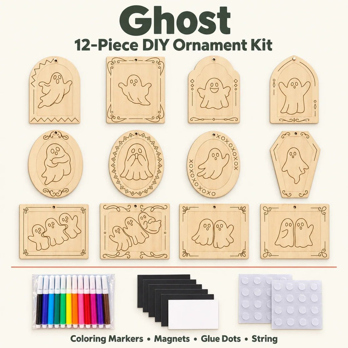 🎨🎄Color Your Own Holiday Ornament Kit — 12 Markers Included